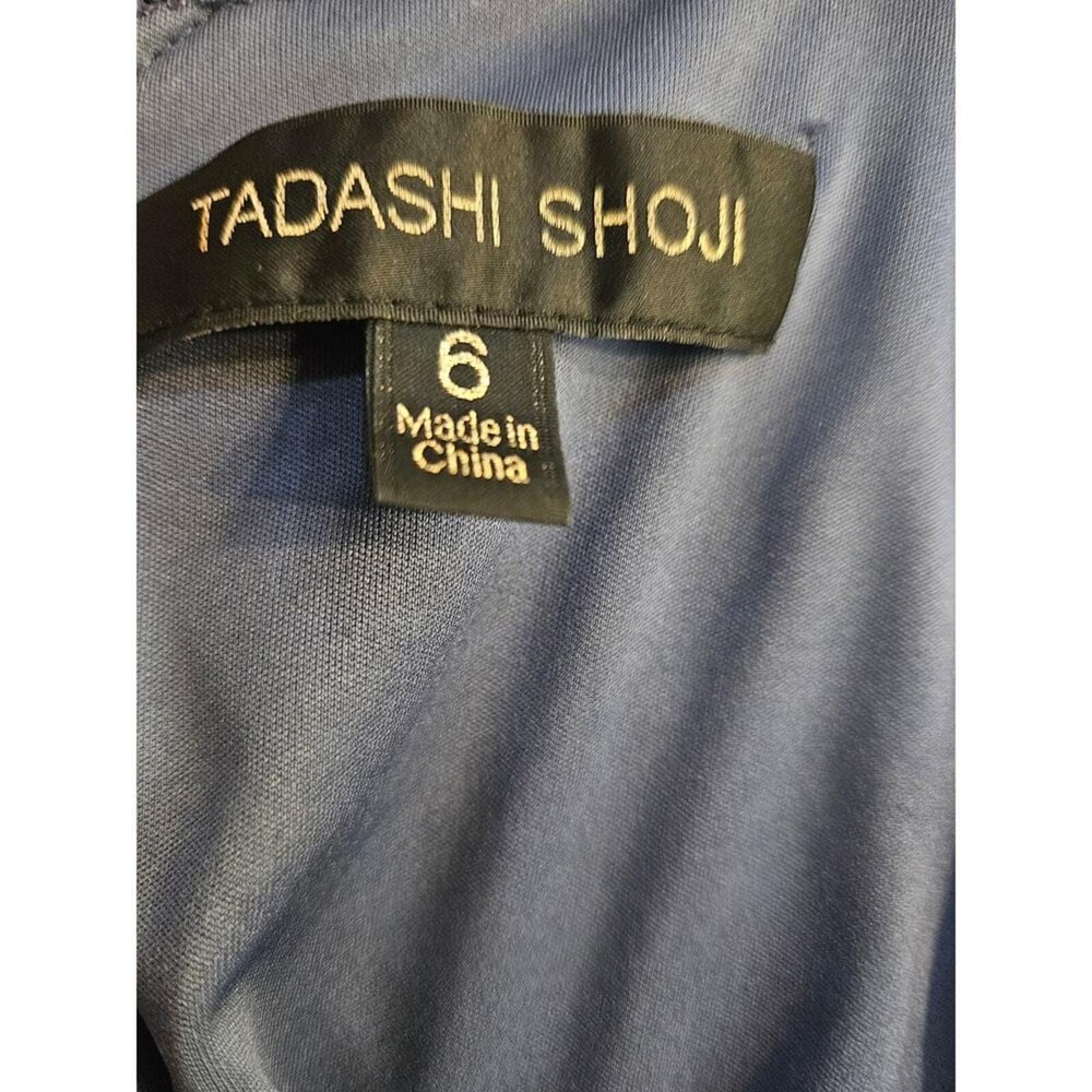 Tadashi Shoji Navy Gold Sequin Maxi Dress Sz6 Metallic Lace Overlay Formal Gown - Picture 7 of 9